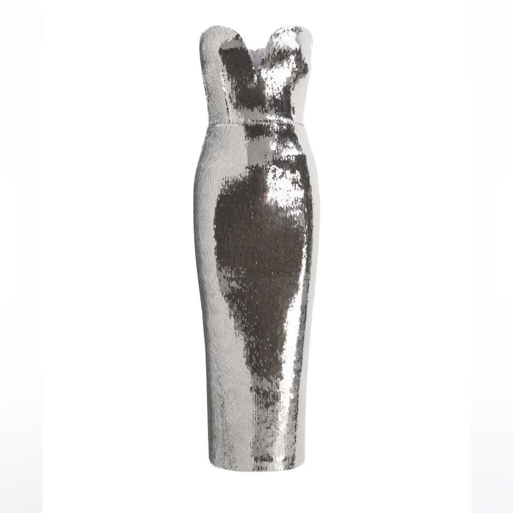 Alex Perry Hunter MIDI Dress Silver - Picture 3 of 10